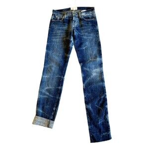 Current Elliott The Rolled Skinny Write On Blue Denim Jeans Women’s Size 25/0